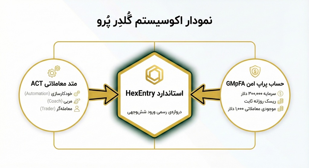 نمودار اکوسیستم گُلدِر پُرو - ارتباط متد ACT، حساب GMpFA و استاندارد HexEntry